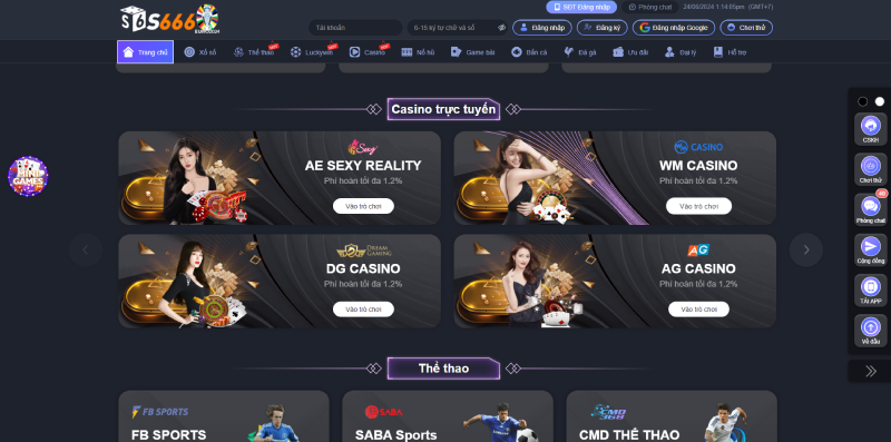 Giao diện website và ứng dụng di động của S666
